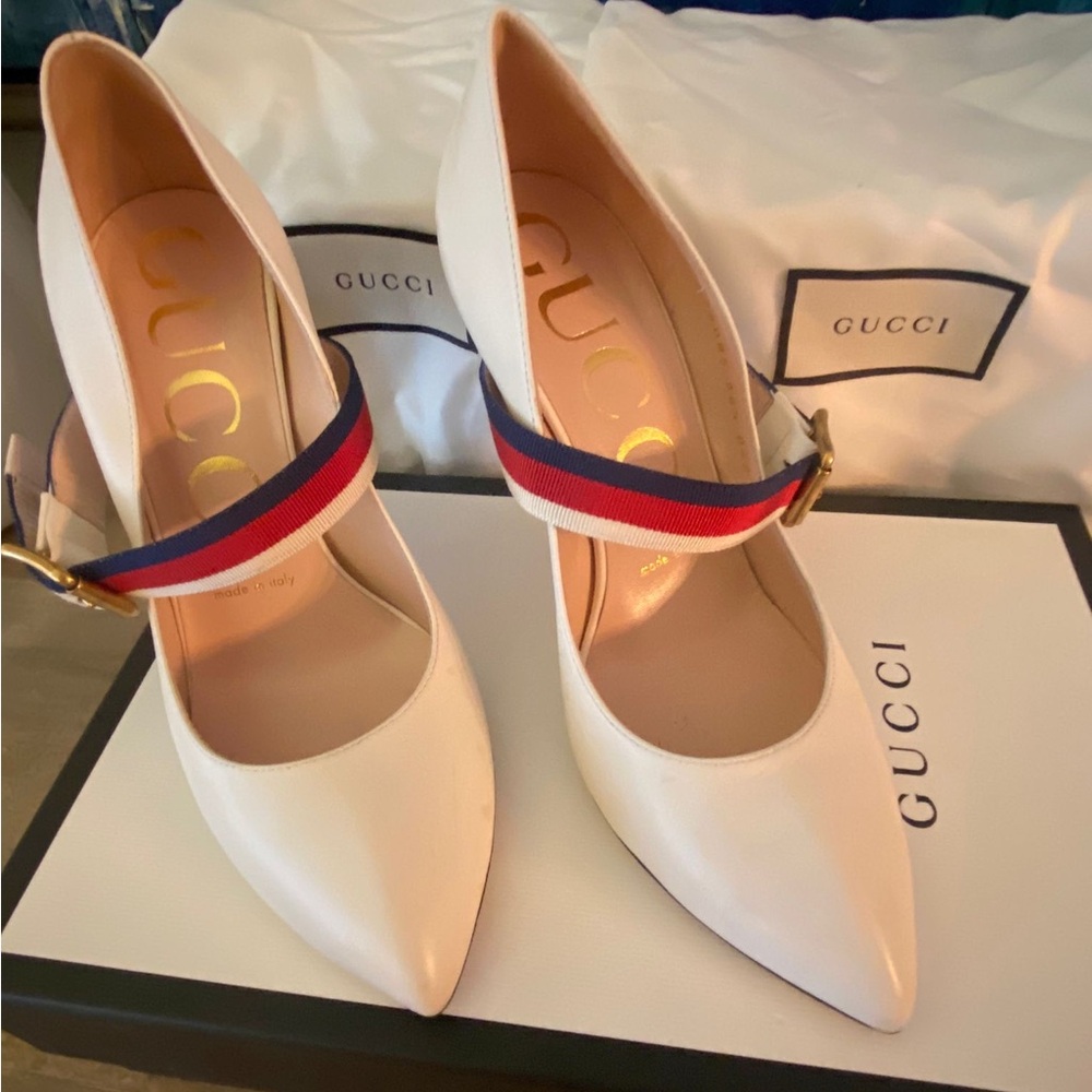 Gucci White Leather Heels Size 36.5 EU / Size 6 US
